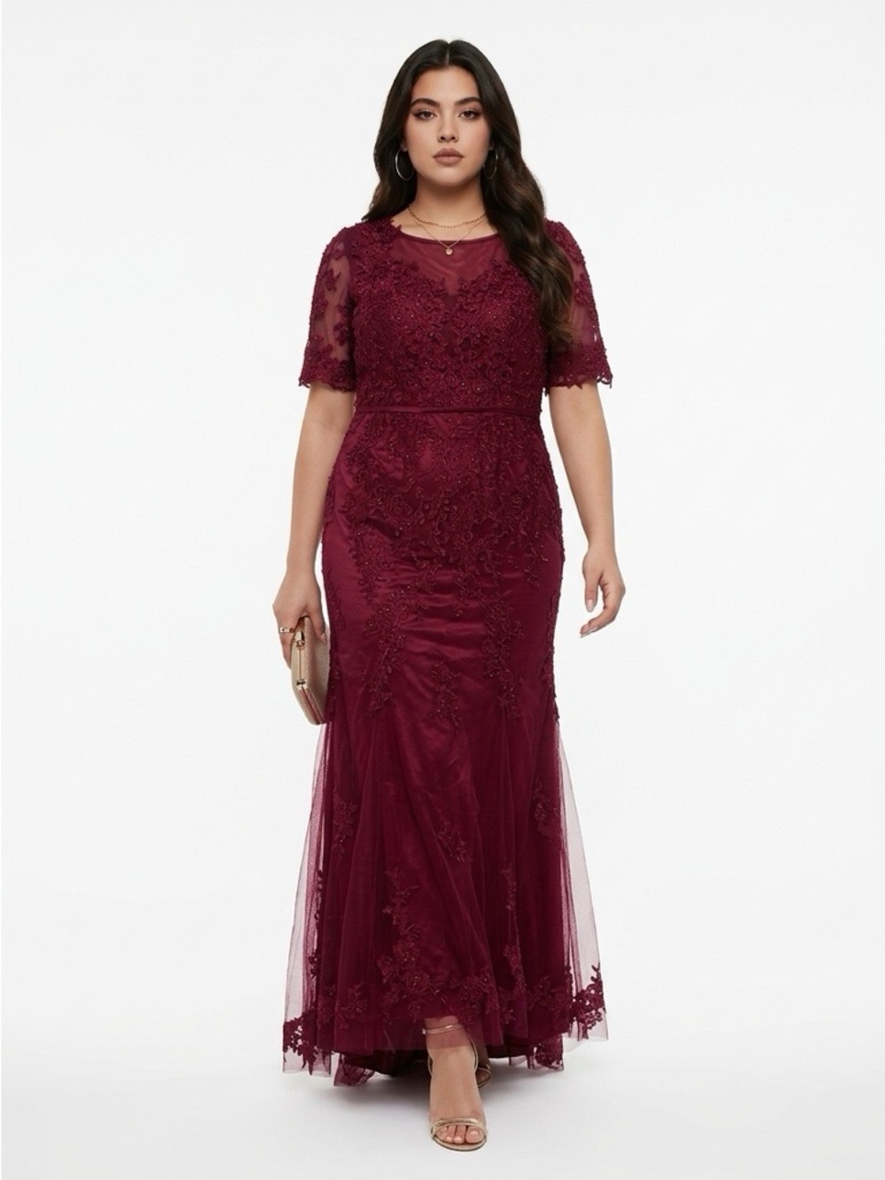 Elegant Red Lace Wedding Dress